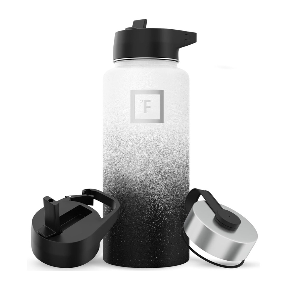 IRON °FLASK Camping & Hiking Hydration Flask with 3 Lids - Stainless Steel 32 Oz